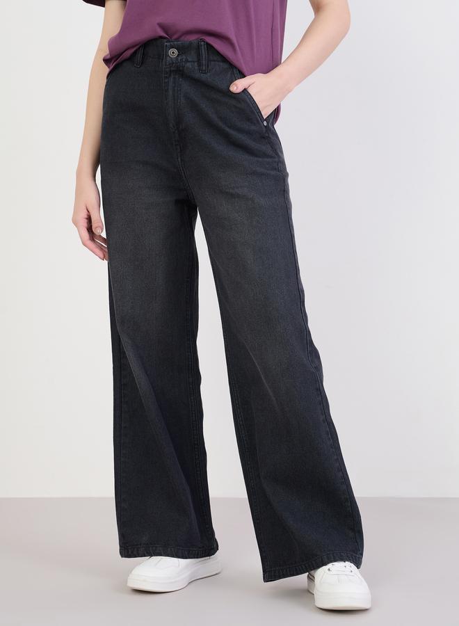 ستايلي جينز بخصر عالي وأرجل واسعة - Image 1